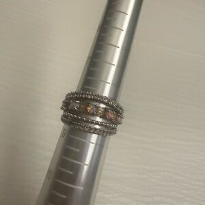 Bomb Party Luxe Layers Ring Size 8 Opalescent Silver Tone